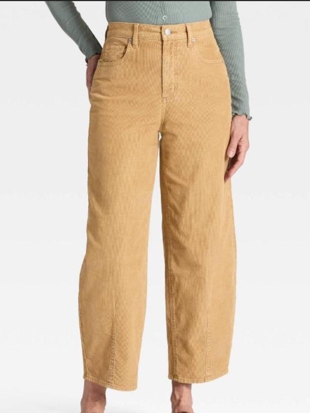 Universal Thread Corduroy Easy Barrel Leg High Rise Trousers Khaki Tan Size 8